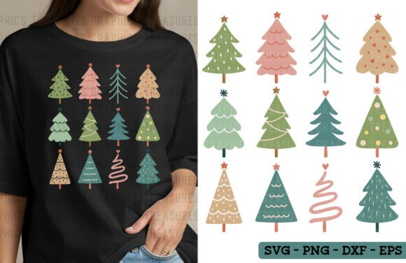 Boho Christmas Tree Graphics for T-Shirt Designs