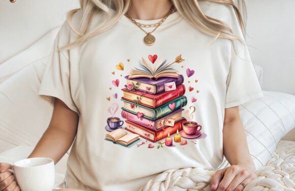 Book Valentine Sublimation T-shirt PNG Graphics