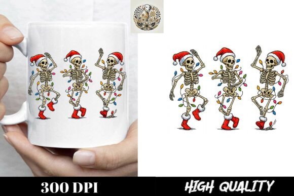 Christmas Dancing Skeleton Lights Graphics for T-Shirts