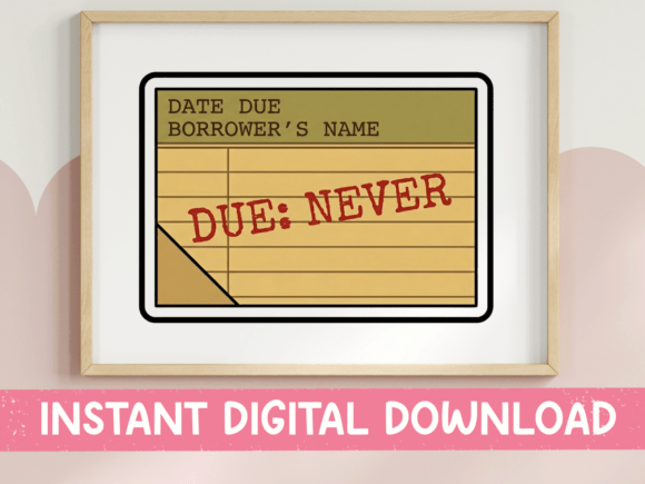 Due Never Library Card Book Sticker: Graphics & T-Shirt Designs