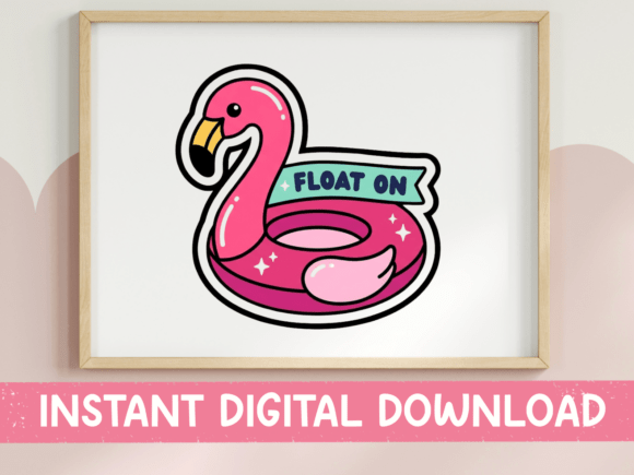 Float on Pink Flamingo Pool Sticker Graphics