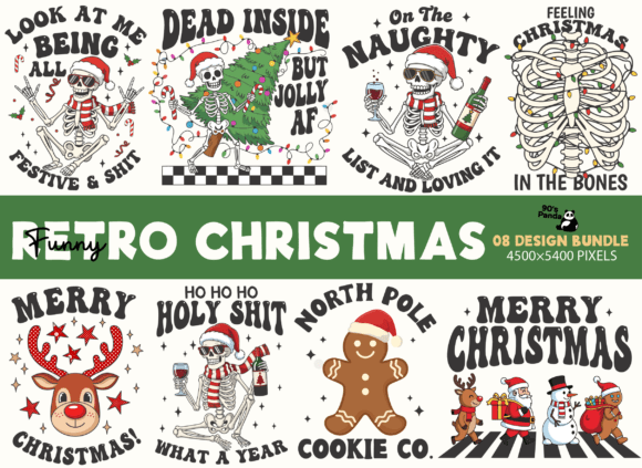 Funny Skeleton Christmas Bundle: Graphics & T-Shirt Designs