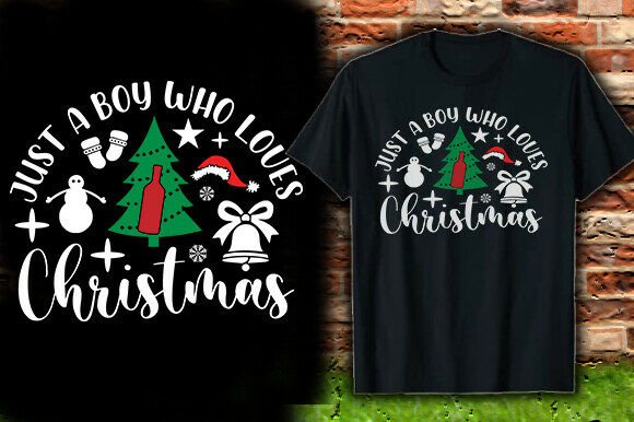 JUST a BOY WHO LOVES CHRISTMAS TSHIRT DE Graphics and T-Shirt Designs