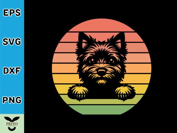 Norwich Terrier Dog Peeking Sunset Graphics