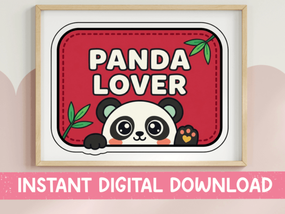 Panda Lover Patch Badge Sticker Cute: Graphics for T-Shirt Designs & Local Branding