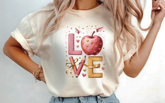 Teacher Valentine Sublimation PNG: Graphics for T-Shirt Designs & Editorial Use