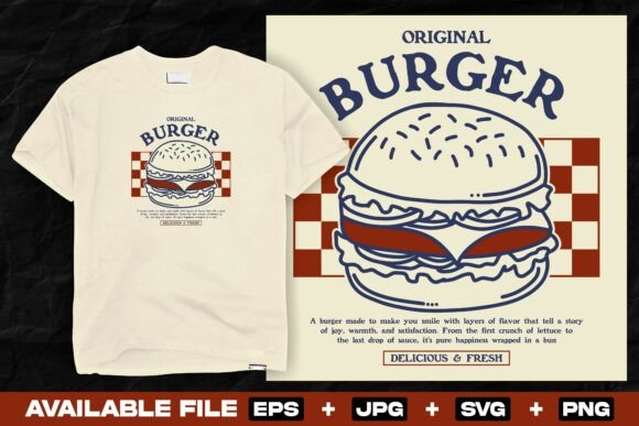 Vintage Classic Burger Illustration Graphics
